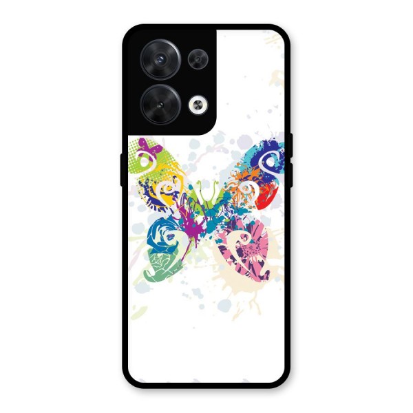 Abstract Butterfly Glass Back Case for Oppo Reno8 5G