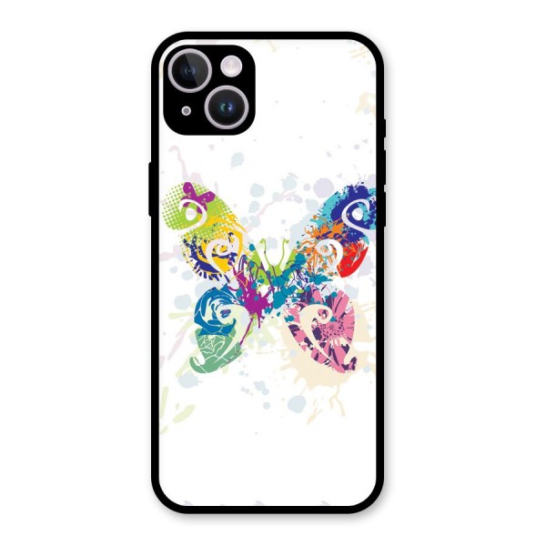 Abstract Butterfly Glass Back Case for iPhone 14 Plus