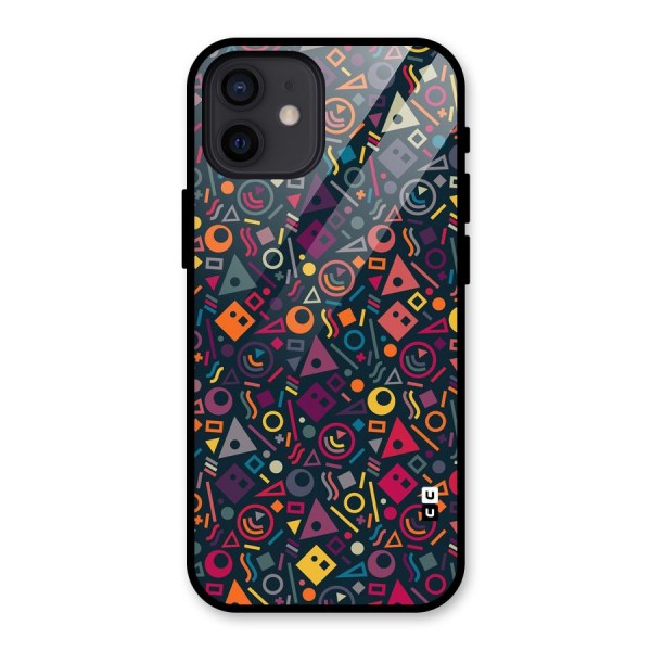 Abstract Figures Glass Back Case for iPhone 12