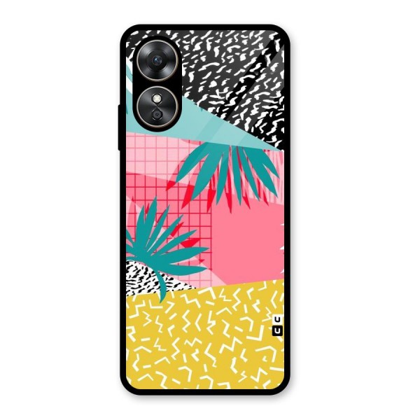 Abstract Grass Hues Glass Back Case for Oppo A17