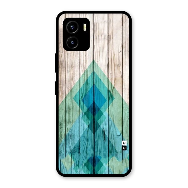 Abstract Green And Wood Glass Back Case for Vivo Y15s