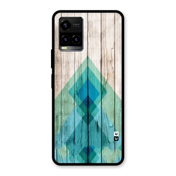 Abstract Green And Wood Glass Back Case for Vivo Y21A