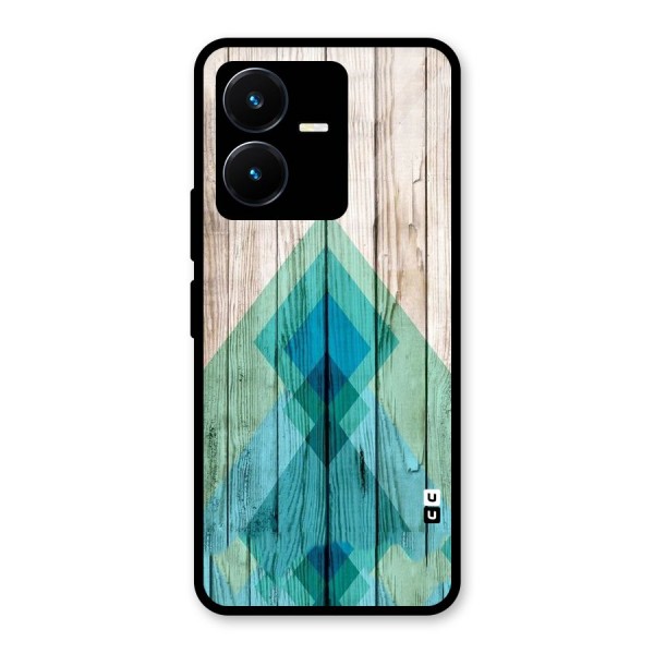 Abstract Green And Wood Glass Back Case for Vivo Y22