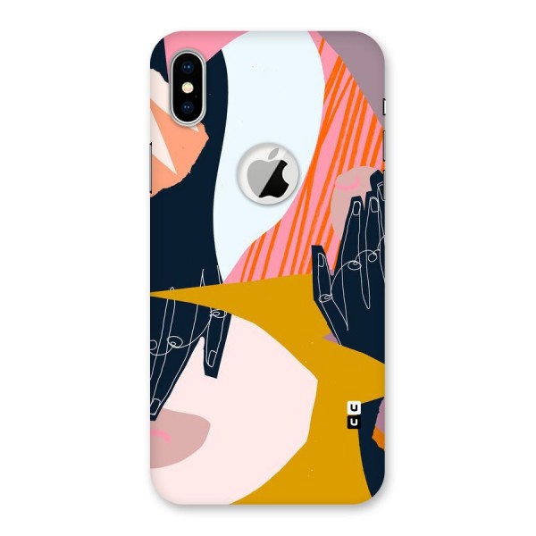 Abstract Hands Back Case for iPhone XS Logo Cut