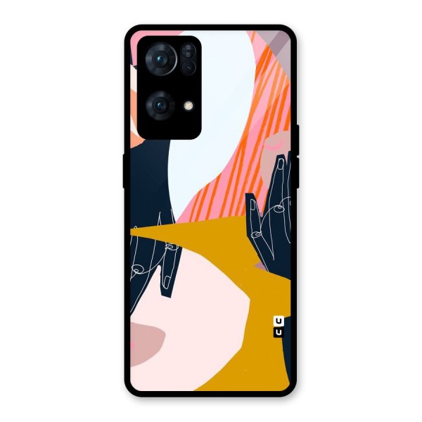 Abstract Hands Glass Back Case for Oppo Reno7 Pro 5G