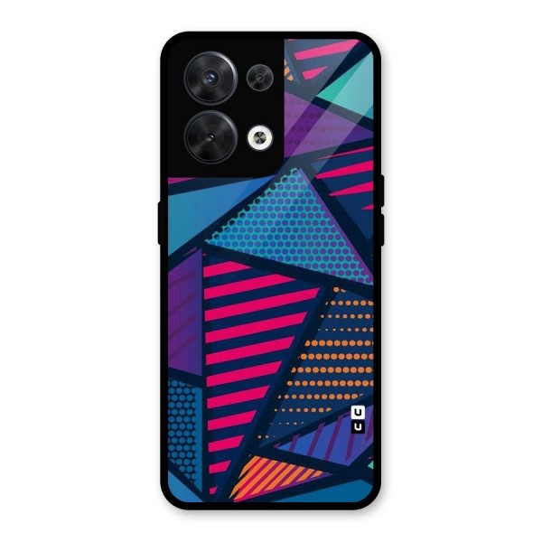 Abstract Lines Polka Glass Back Case for Oppo Reno8 5G