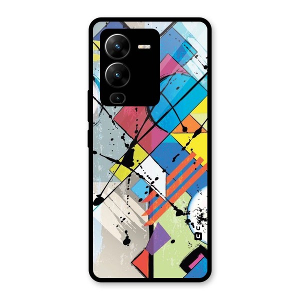 Abstract Paint Shape Glass Back Case for Vivo V25 Pro