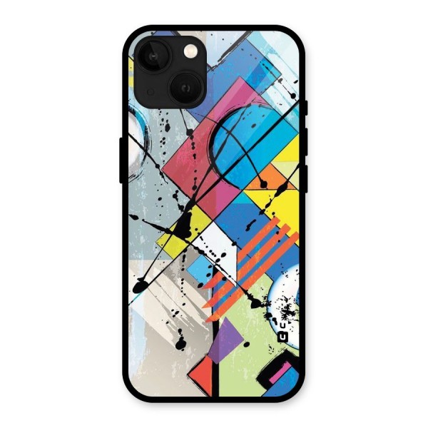 Abstract Paint Shape Glass Back Case for iPhone 13