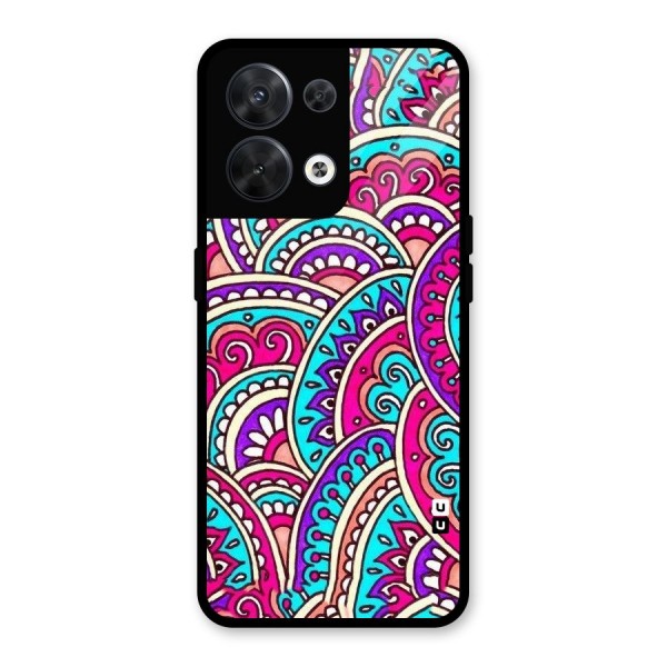 Abstract Rangoli Design Glass Back Case for Oppo Reno8 5G