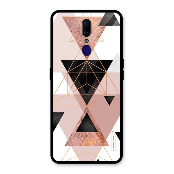 Abstract Rose Gold Triangles Glass Back Case for Oppo F11