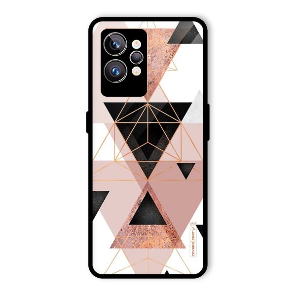 Abstract Rose Gold Triangles Glass Back Case for Realme GT2 Pro