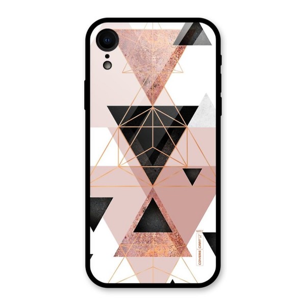 Abstract Rose Gold Triangles Glass Back Case for XR