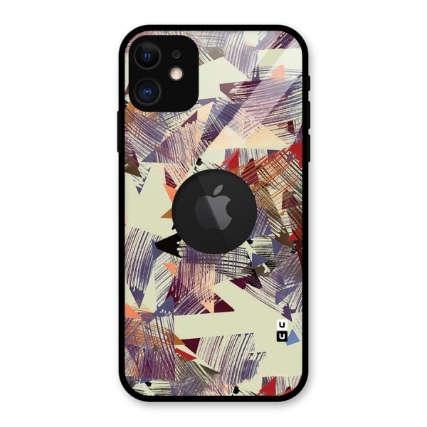 Abstract Sketch Glass Back Case for iPhone 11 Logo Cut