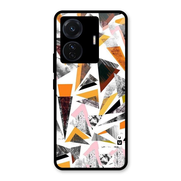 Abstract Sketchy Triangles Glass Back Case for Vivo T1 Pro