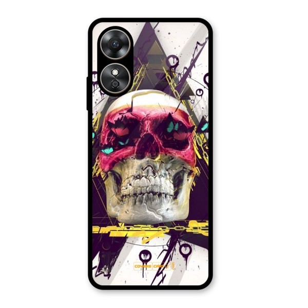 Abstract Skull Glass Back Case for Oppo A17