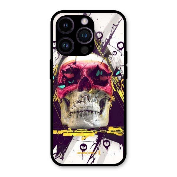 Abstract Skull Glass Back Case for iPhone 14 Pro