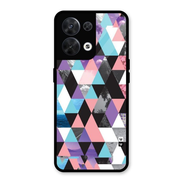 Abstract Splash Triangles Glass Back Case for Oppo Reno8 5G