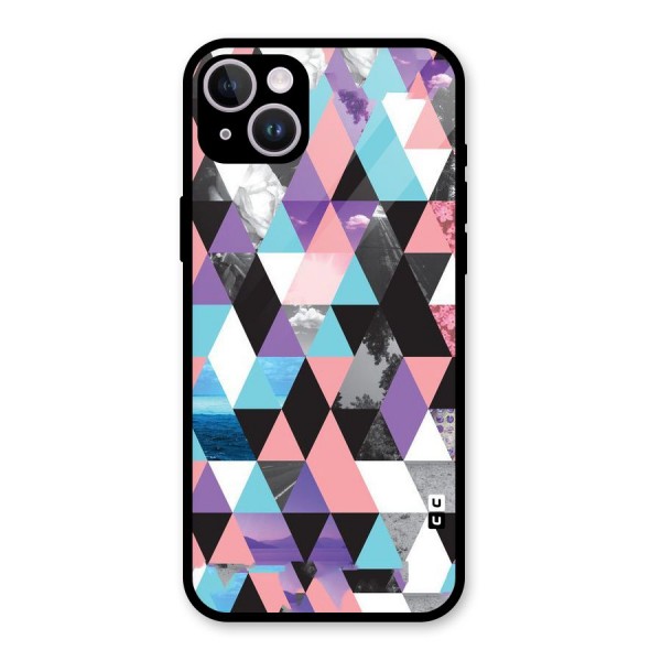 Abstract Splash Triangles Glass Back Case for iPhone 14 Plus