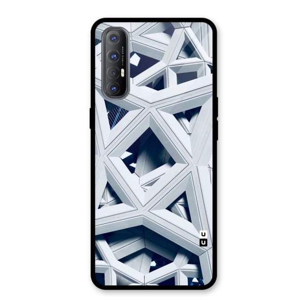 Abstract White Lines Glass Back Case for Oppo Reno3 Pro