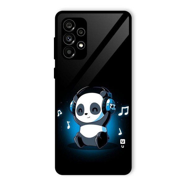 Adorable Panda Enjoying Music Glass Back Case for Galaxy A73 5G