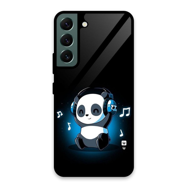 Adorable Panda Enjoying Music Glass Back Case for Galaxy S22 5G
