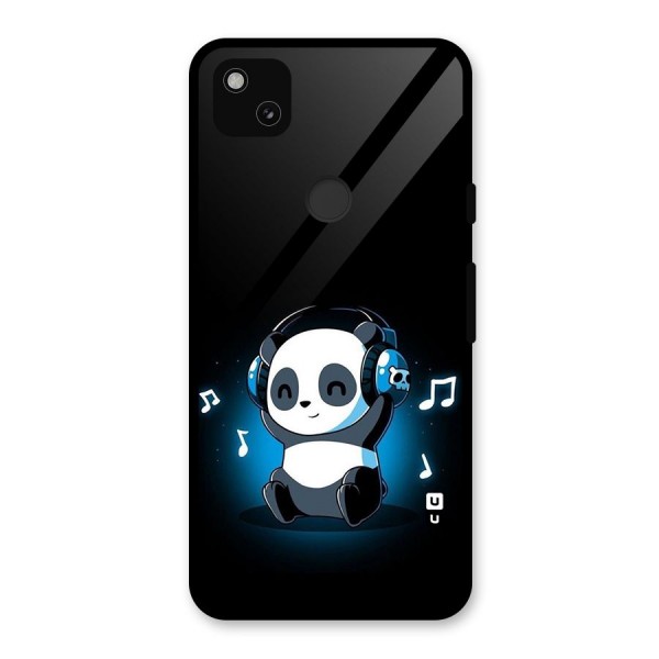 Adorable Panda Enjoying Music Glass Back Case for Google Pixel 4a