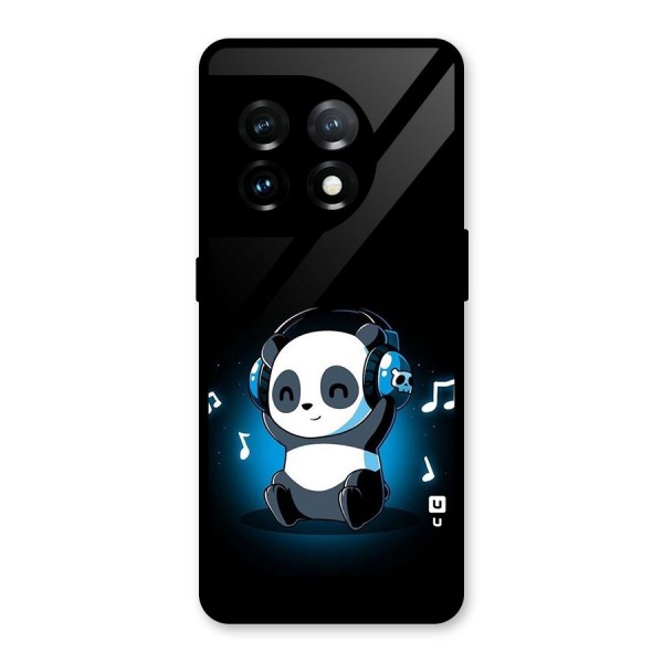 Adorable Panda Enjoying Music Glass Back Case for OnePlus 11