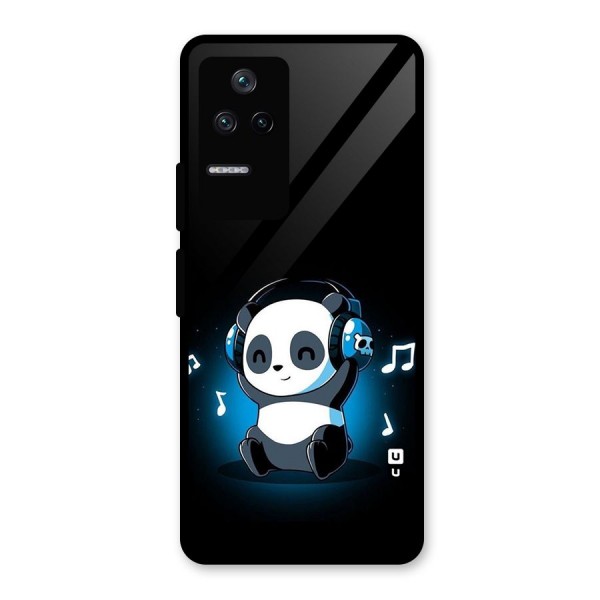 Adorable Panda Enjoying Music Glass Back Case for Poco F4 5G
