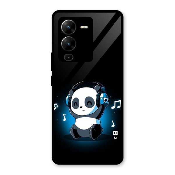 Adorable Panda Enjoying Music Glass Back Case for Vivo V25 Pro