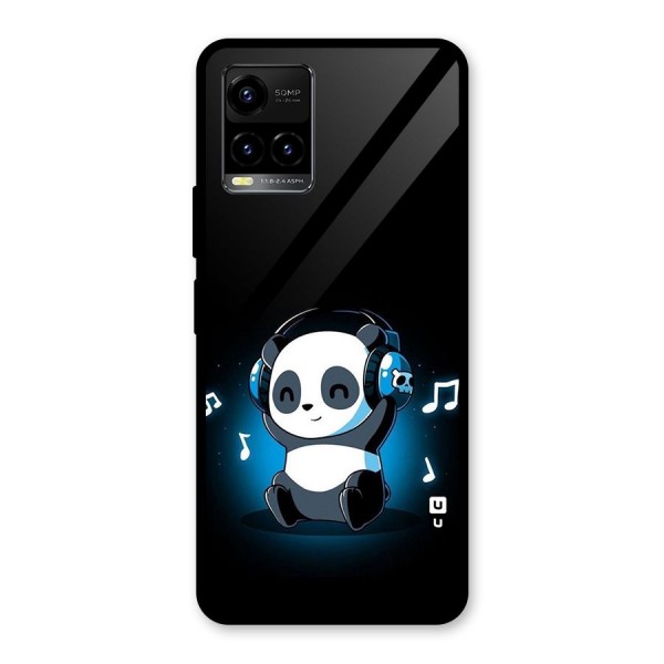 Adorable Panda Enjoying Music Glass Back Case for Vivo Y33s