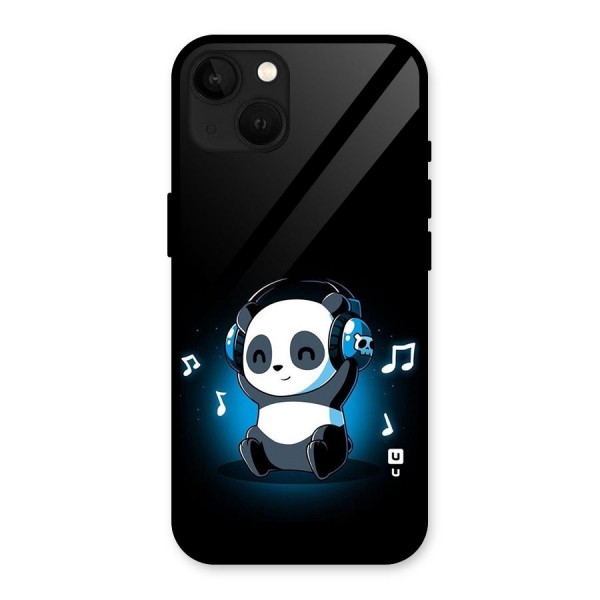 Adorable Panda Enjoying Music Glass Back Case for iPhone 13