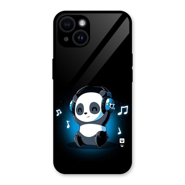 Adorable Panda Enjoying Music Glass Back Case for iPhone 14