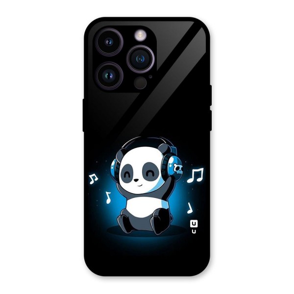 Adorable Panda Enjoying Music Glass Back Case for iPhone 14 Pro