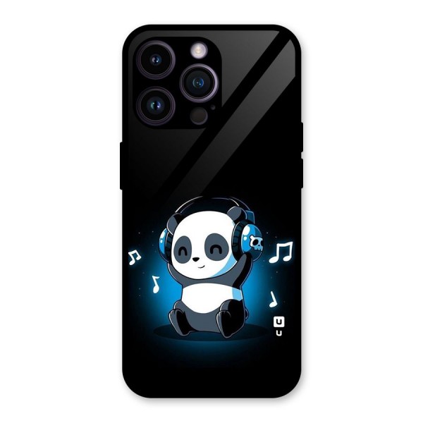 Adorable Panda Enjoying Music Glass Back Case for iPhone 14 Pro Max