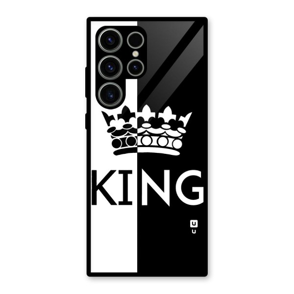 Aesthetic Crown King Glass Back Case for Galaxy S23 Ultra