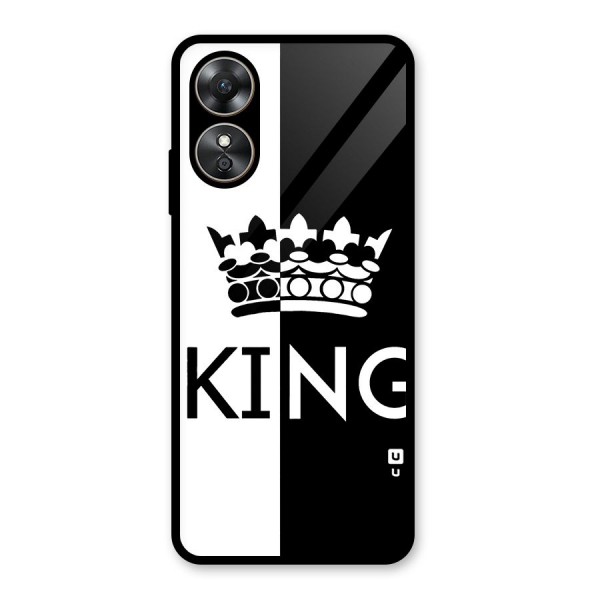 Aesthetic Crown King Glass Back Case for Oppo A17