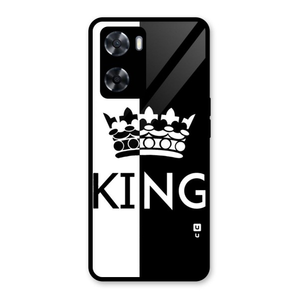 Aesthetic Crown King Glass Back Case for Oppo A57 2022