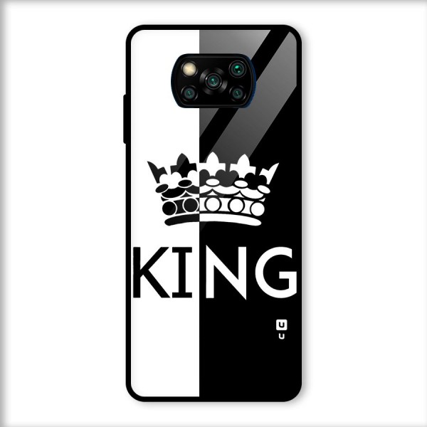 Aesthetic Crown King Glass Back Case for Poco X3