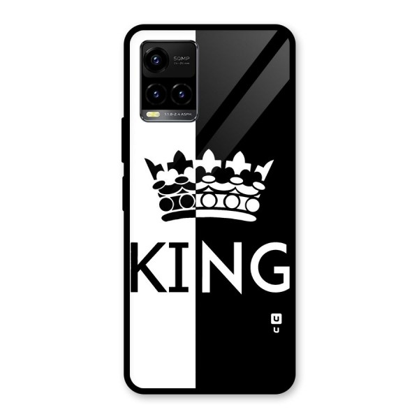 Aesthetic Crown King Glass Back Case for Vivo Y21G