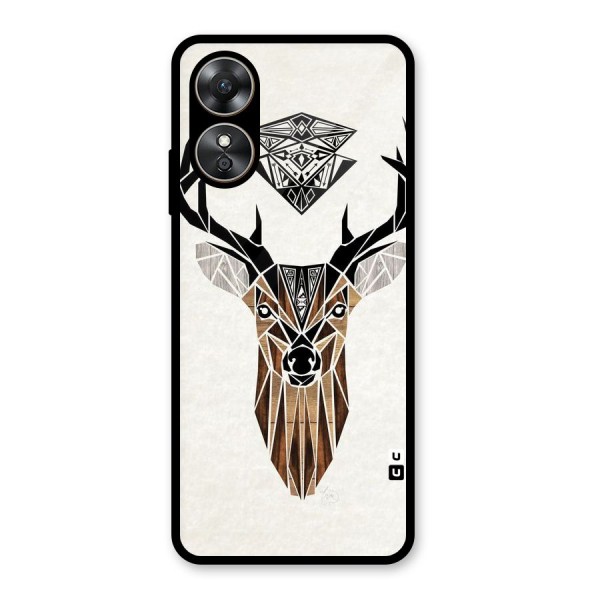 Aesthetic Deer Design Glass Back Case for Oppo A17