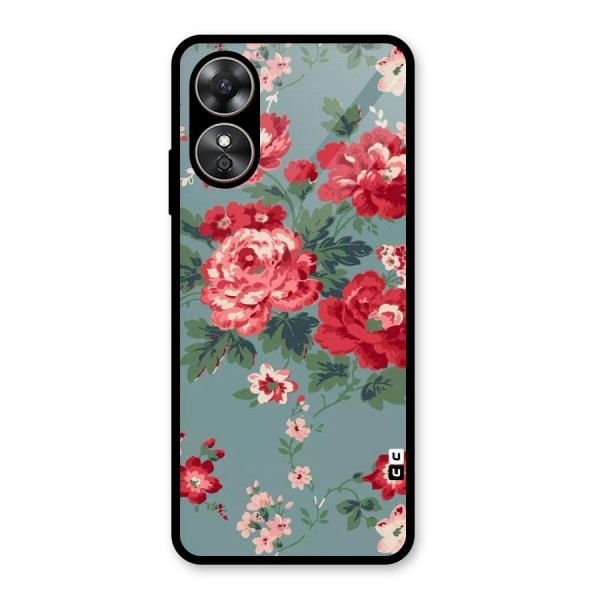 Aesthetic Floral Red Glass Back Case for Oppo A17