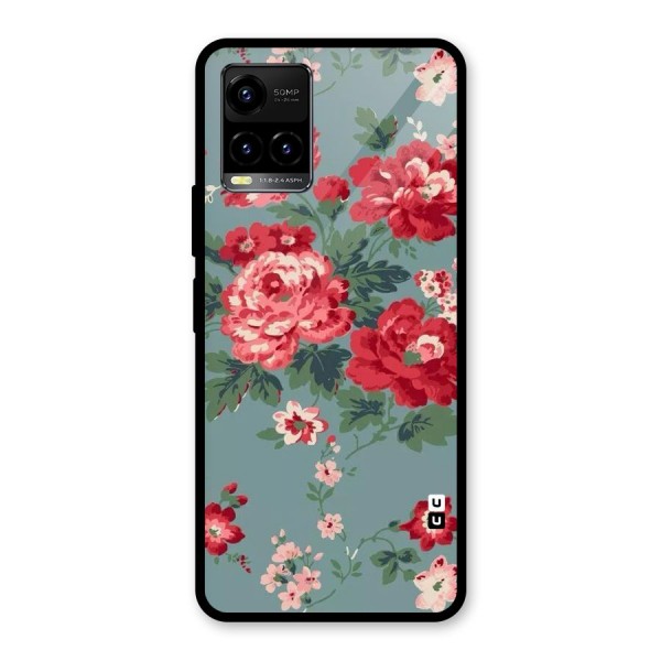 Aesthetic Floral Red Glass Back Case for Vivo Y33s