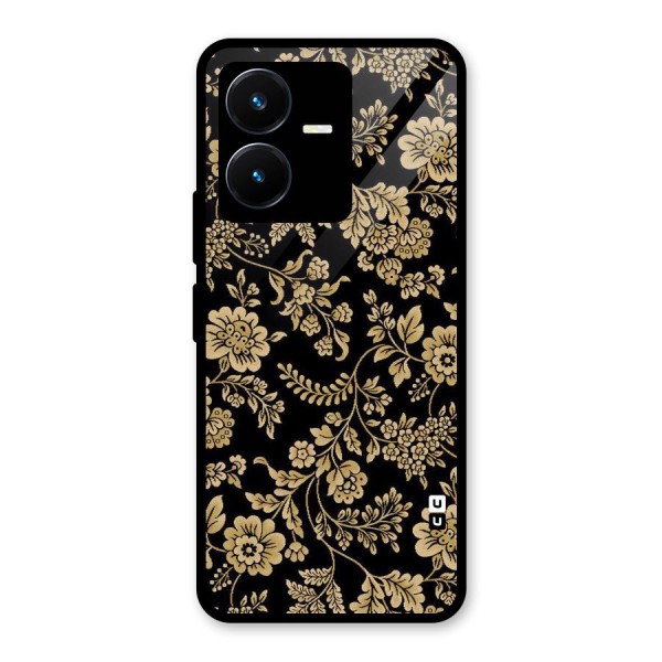 Aesthetic Golden Design Glass Back Case for Vivo Y22