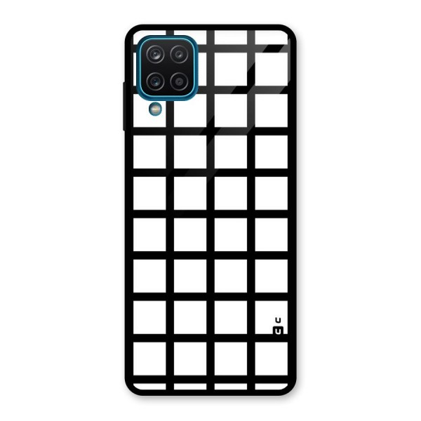 Aesthetic Grid Lines Glass Back Case for Galaxy A12