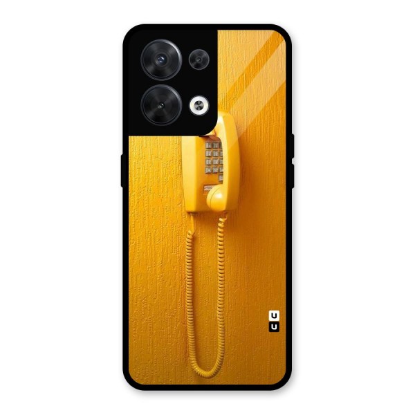 Aesthetic Yellow Telephone Glass Back Case for Oppo Reno8 5G