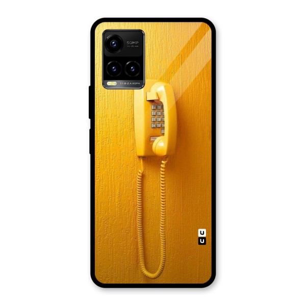 Aesthetic Yellow Telephone Glass Back Case for Vivo Y21 2021