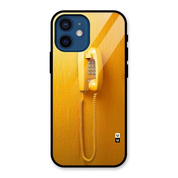 Aesthetic Yellow Telephone Glass Back Case for iPhone 12 Mini