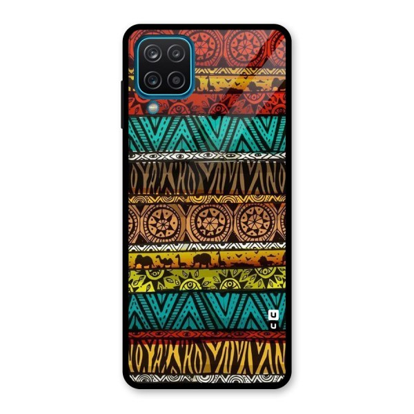 African Design Pattern Glass Back Case for Galaxy A12