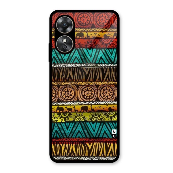 African Design Pattern Glass Back Case for Oppo A17