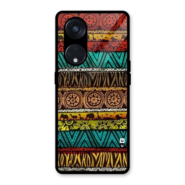 African Design Pattern Glass Back Case for Reno8 T 5G